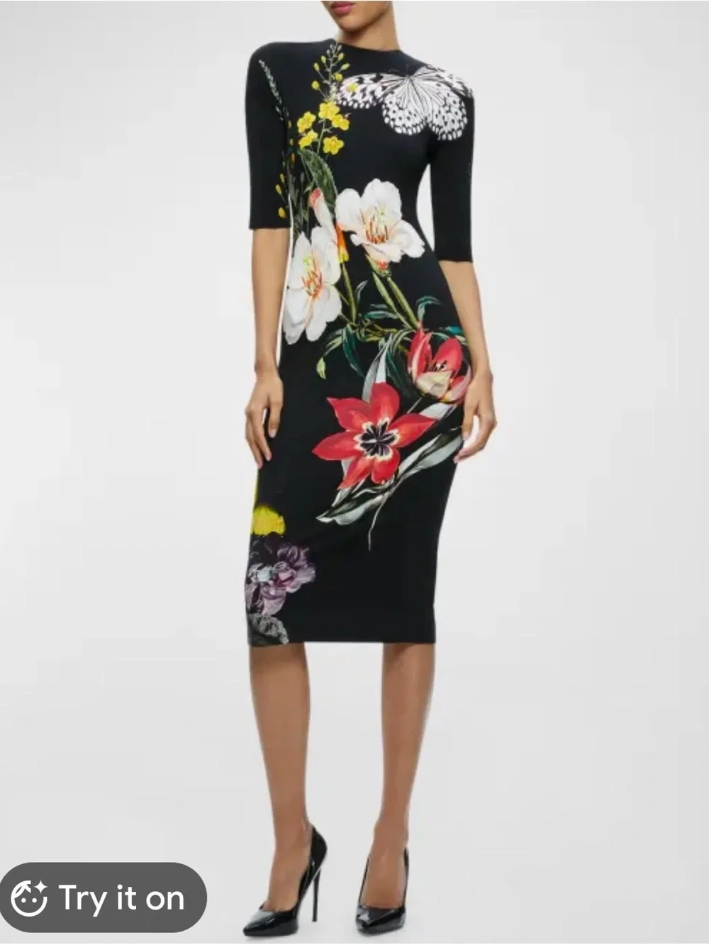 Alice + Olivia Delora Floral Midi Sheath Dress - Picture 1 of 5